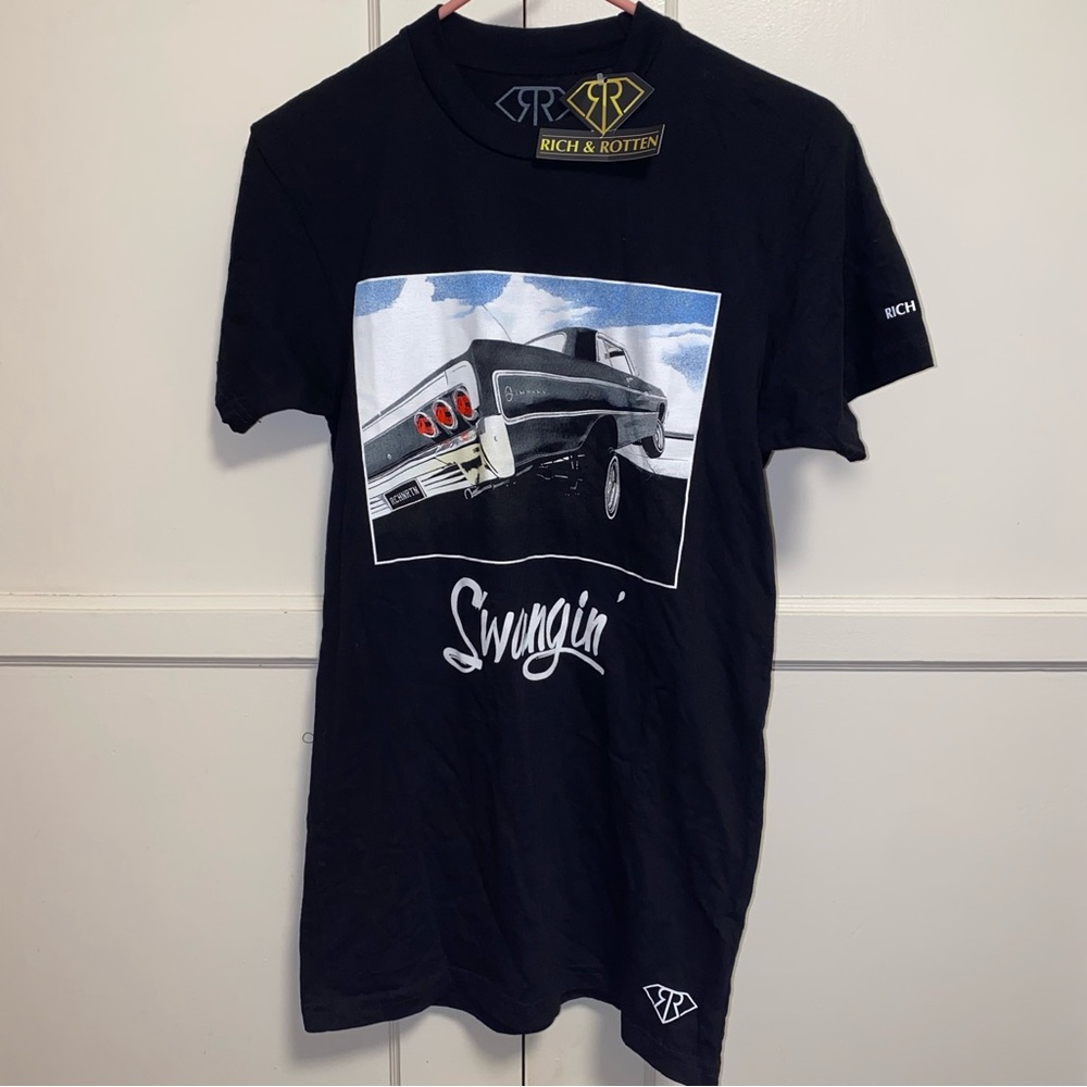 Rich & Rotten Small Casual Black Swagin’ Chevy Impala Graphic Short Sleeve Tee